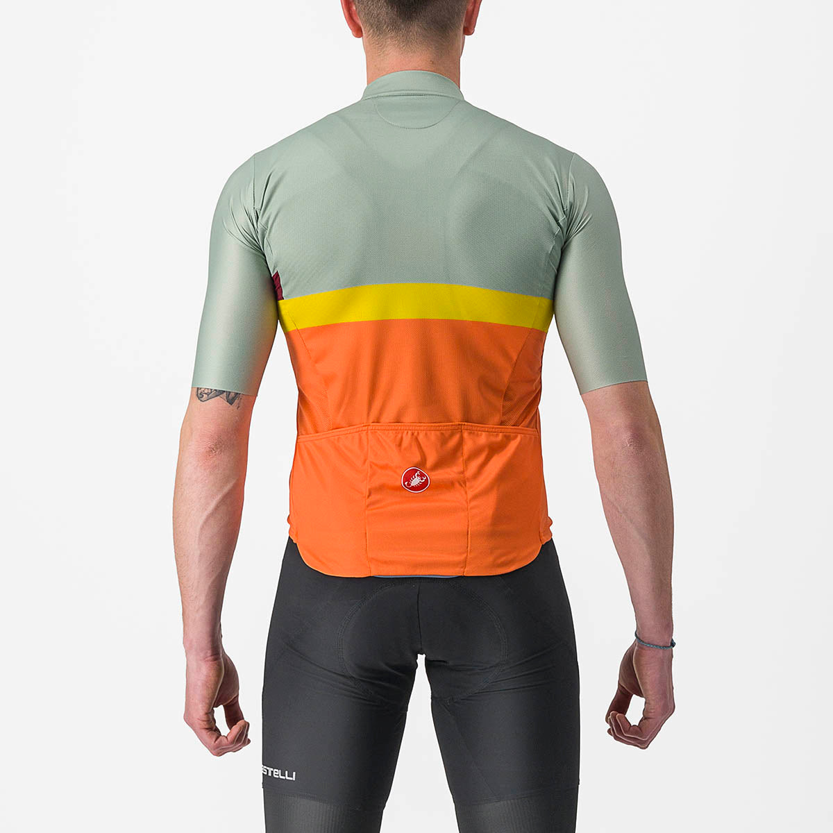 Castelli A Blocco Jersey - Defender Green/Dark Red-Bordea