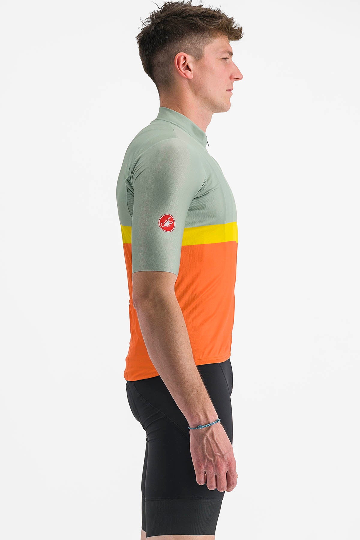 Castelli A Blocco Jersey - Defender Green/Dark Red-Bordea