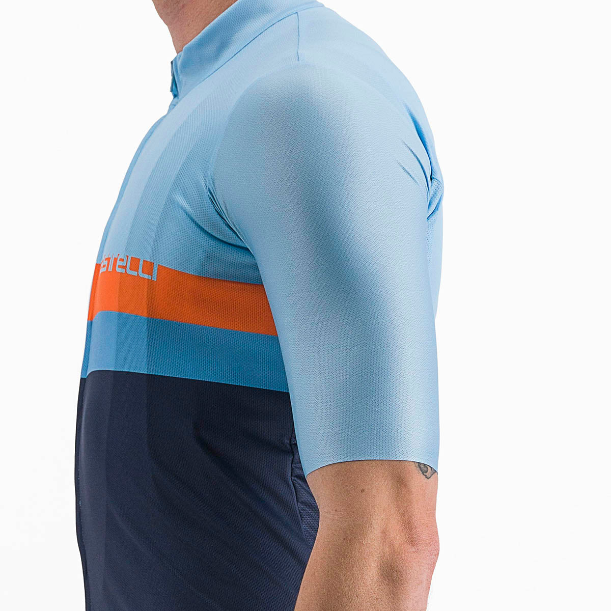 Castelli A Blocco Jersey - Baby Blue/Scarlet Lava-Niagara