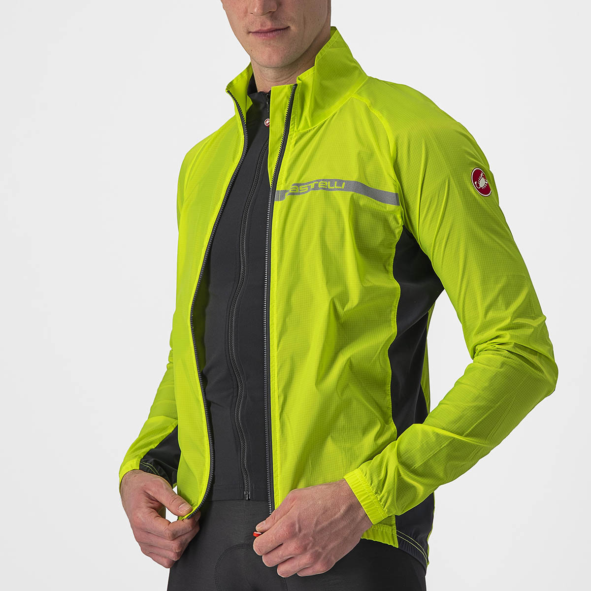 Castelli Squadra Stretch Jacket - Electric Lime/Dark Gray