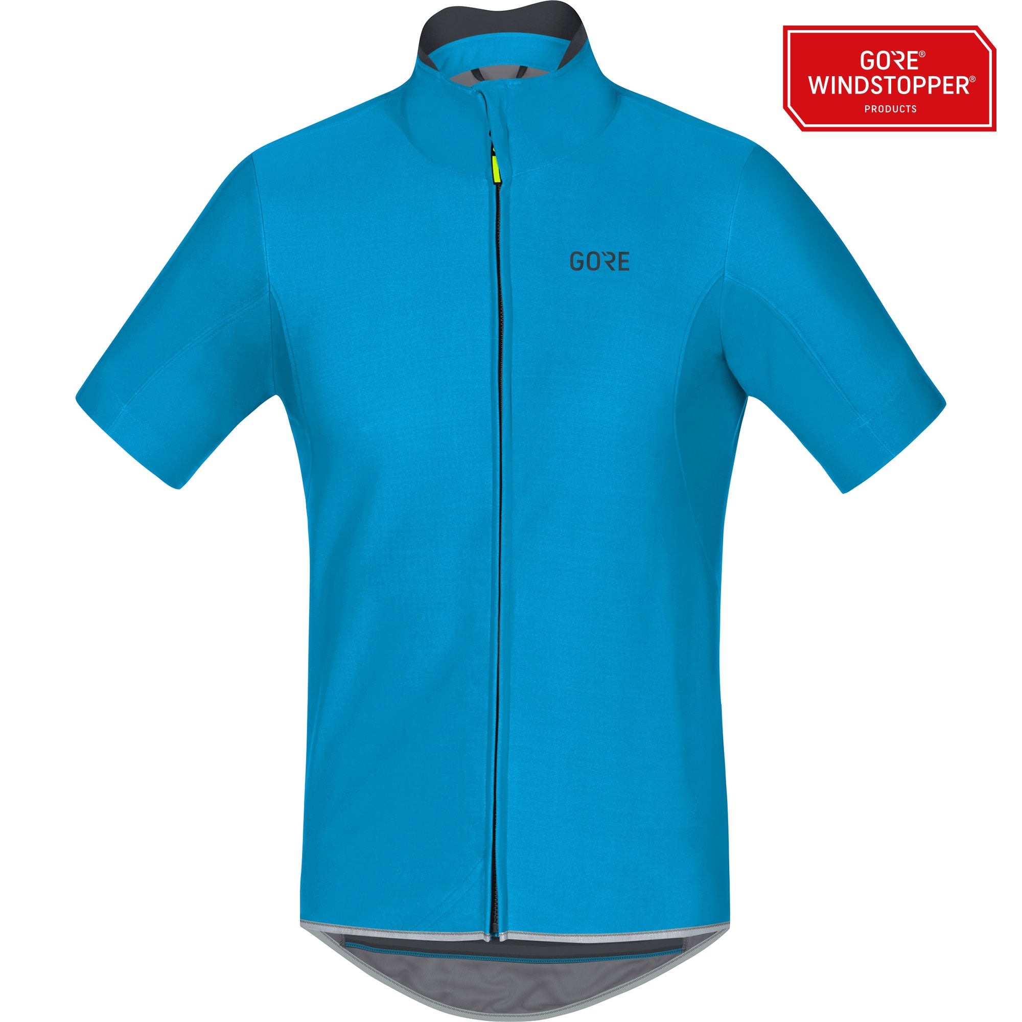 Gore C5 gore windstopper fietsshirt met korte mouwen cyan blauw