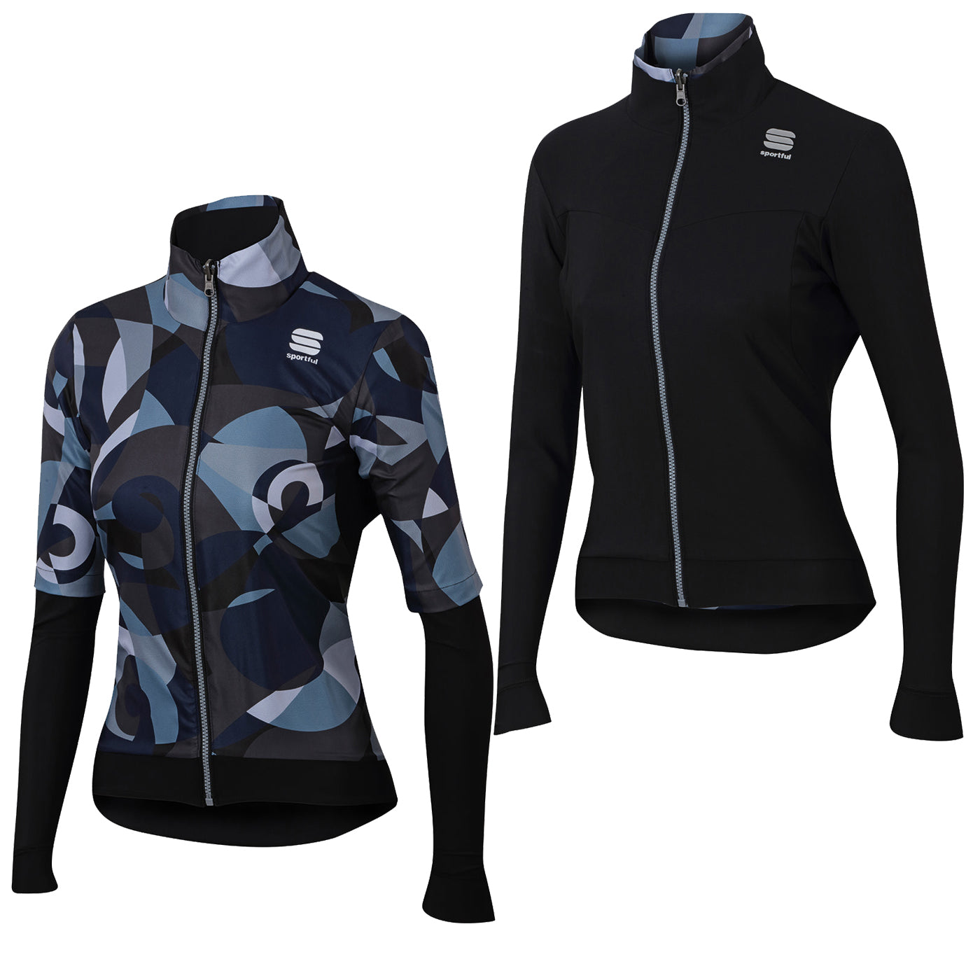 Sportful primavera switch thermal dames fietsjack zwart grijs