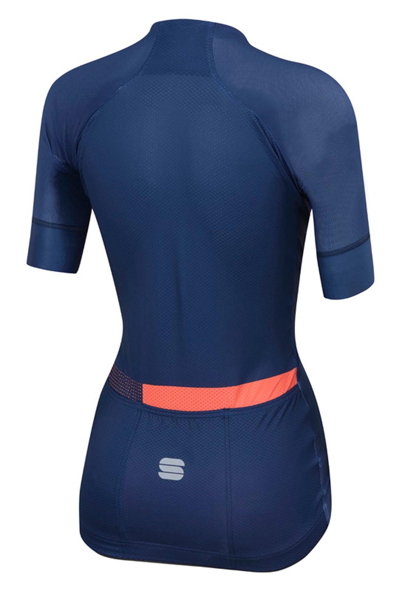 Sportful bodyfit pro w evo dames fietsshirt met korte mouwen twilight blauw fluo coral