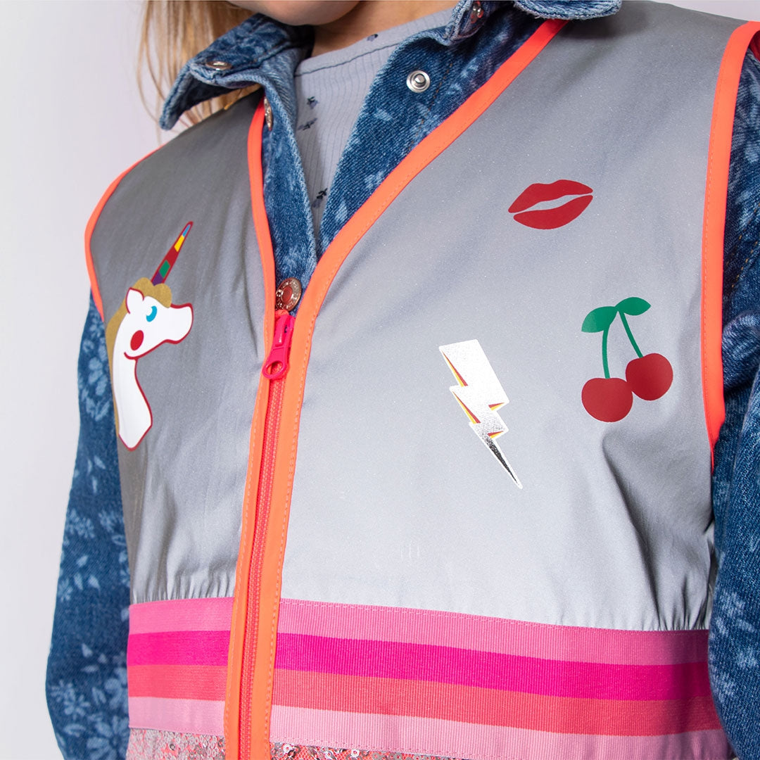 GOFLUO Bodyglower Miss Kids Vest Grey Reflective
