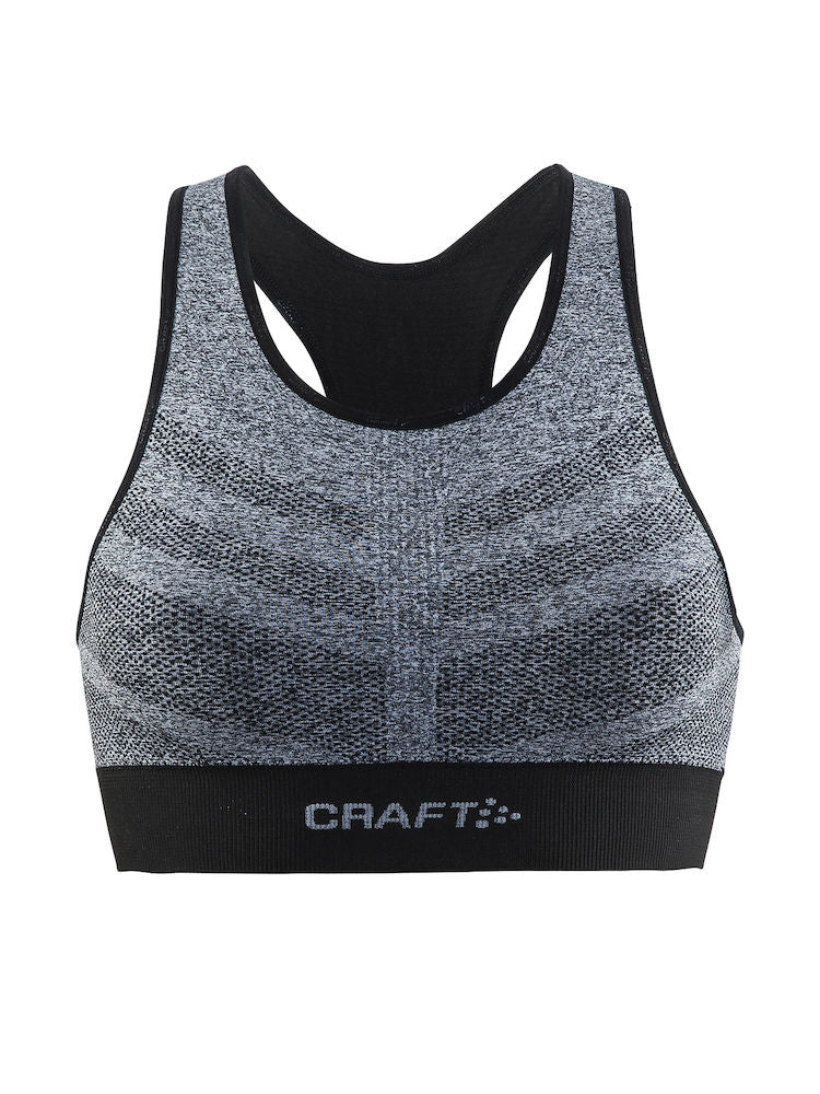 Craft mid impact dames beha zwart melange