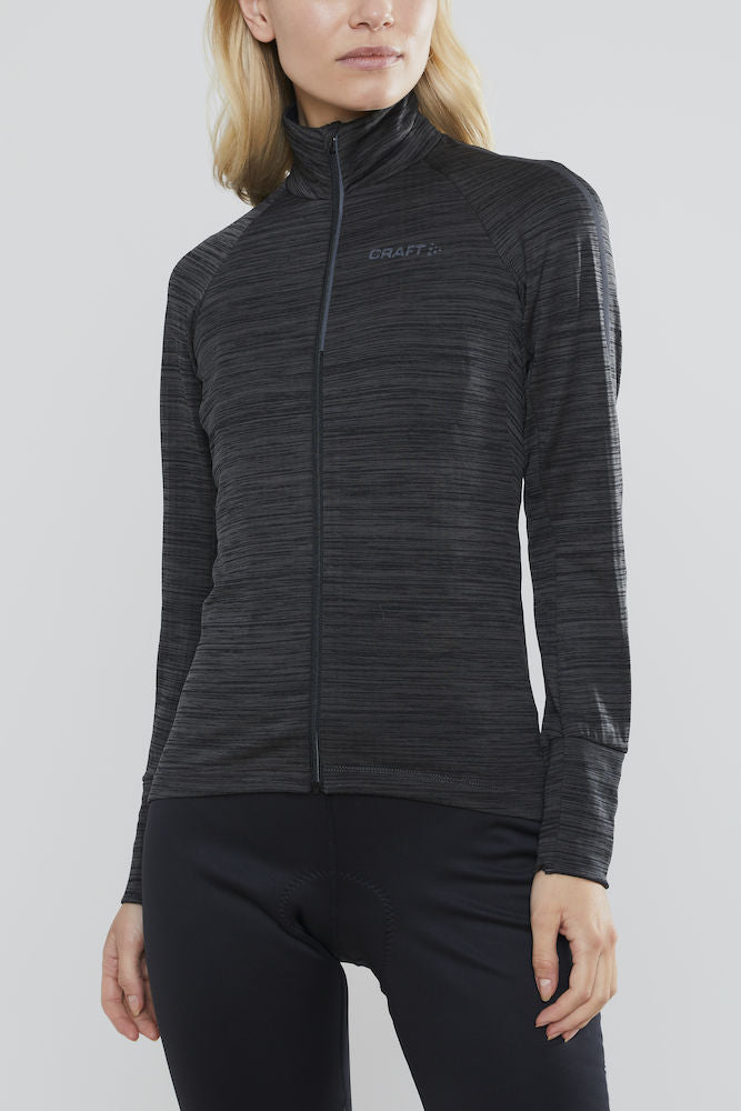 Craft ideal thermal dames fietsshirt met lange mouwen zwart melange