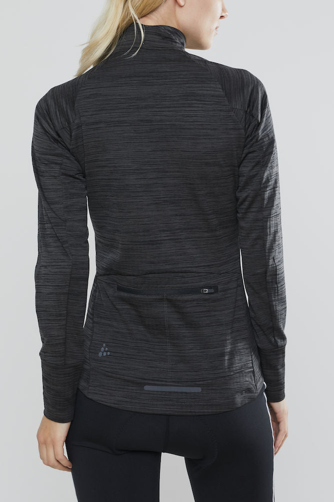 Craft ideal thermal dames fietsshirt met lange mouwen zwart melange