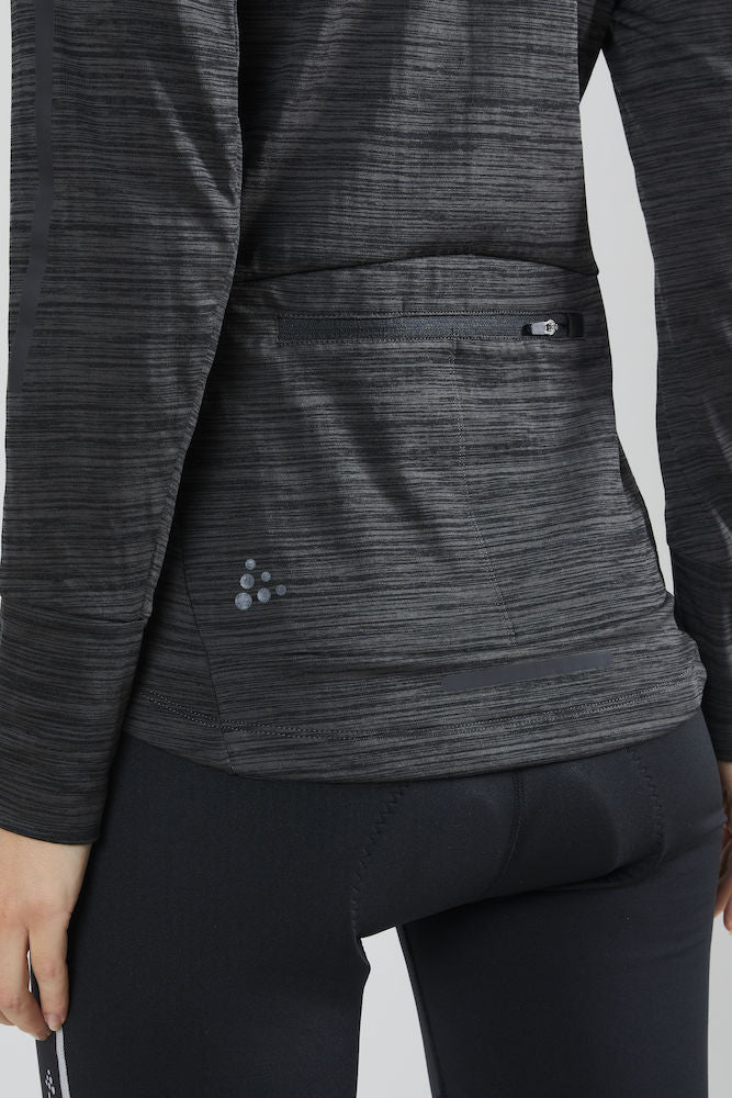 Craft ideal thermal dames fietsshirt met lange mouwen zwart melange