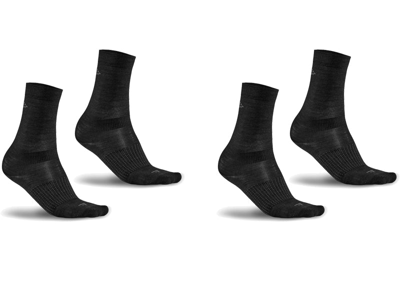 Craft wool liner fietssokken zwart 2-pack