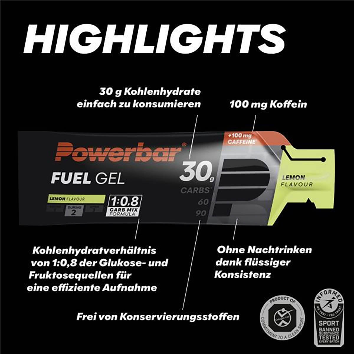 Powerbar Fuel Gel 30g carbs lemon 50ml