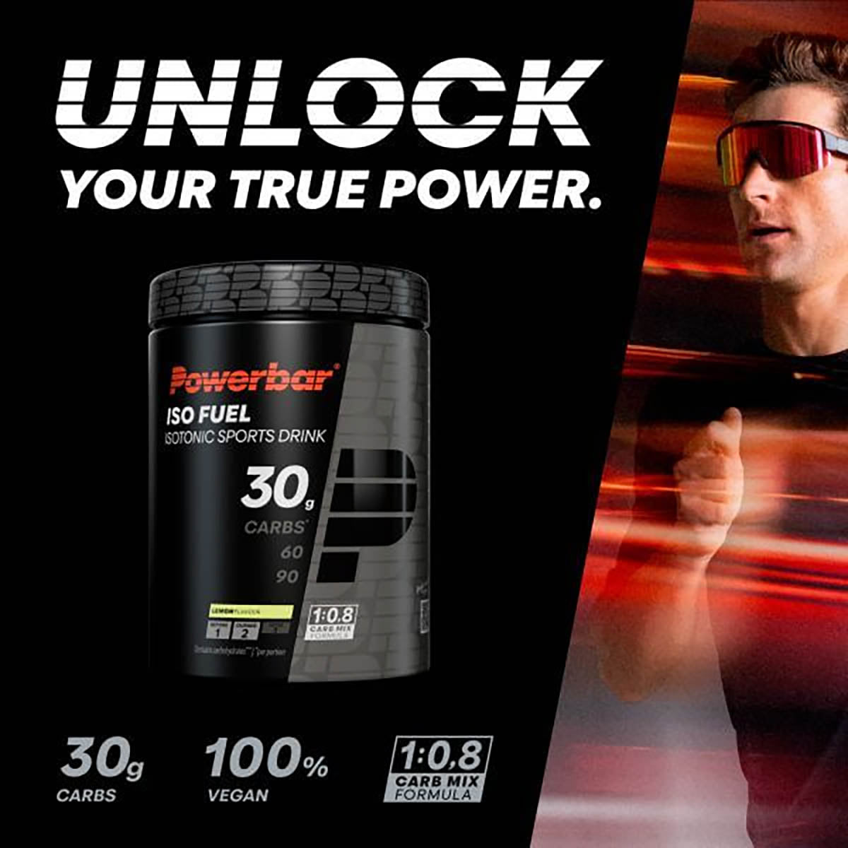 Powerbar Iso Fuel Isotonic Sports Drink isotone sportdrank 30g carbs lemon 608g