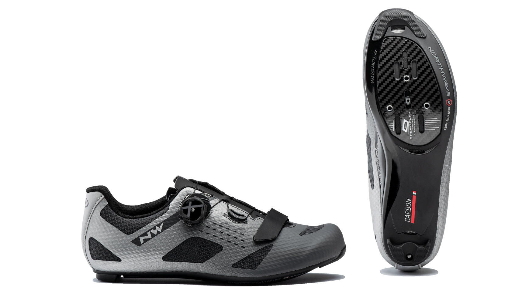 Northwave Storm Carbon Race Fietsschoen Anthracite Silver Reflective