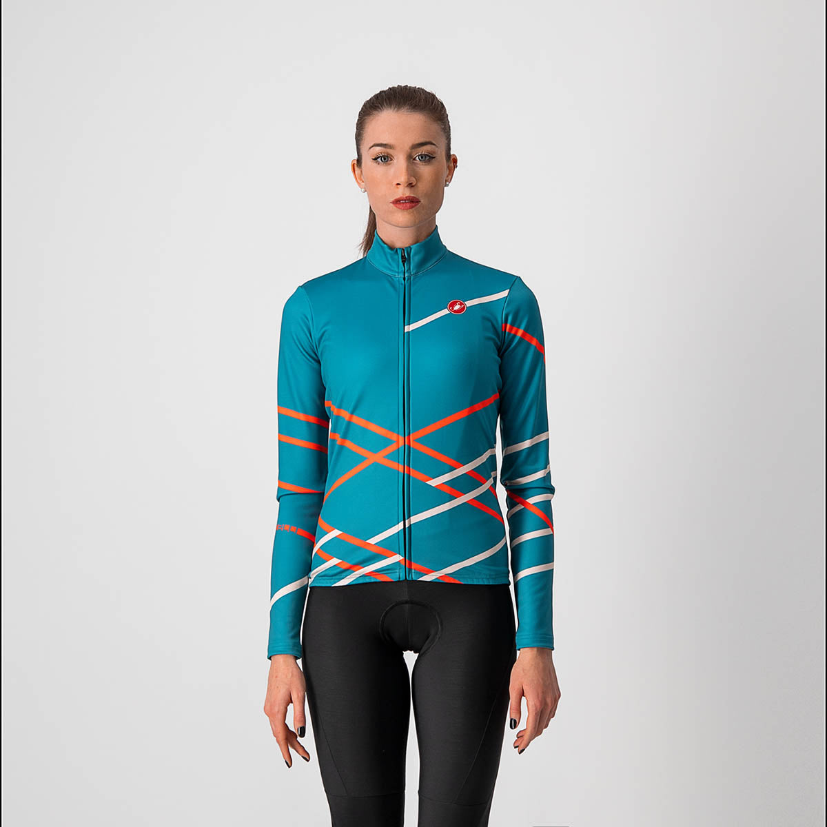Castelli Diagonal Jersey Fz - Teal Blue/Brilliant Pink