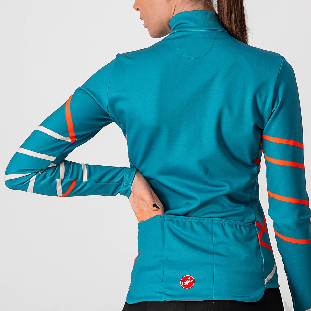 Castelli Diagonal Jersey Fz - Teal Blue/Brilliant Pink