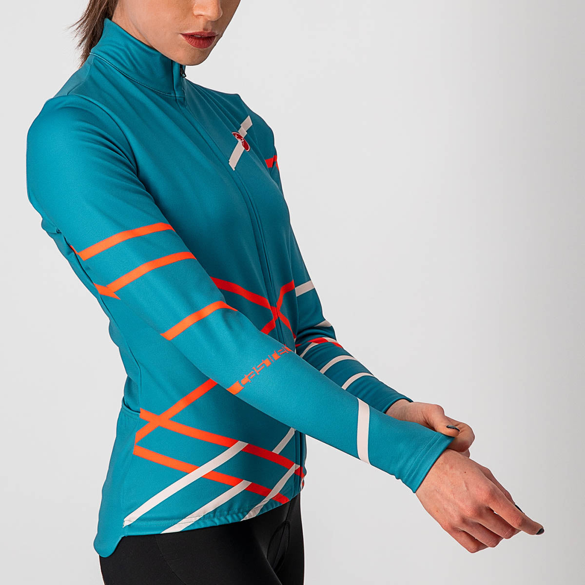 Castelli Diagonal Jersey Fz - Teal Blue/Brilliant Pink