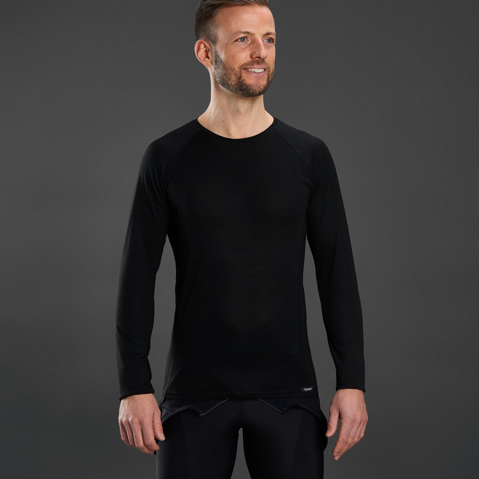 GripGrab merino polyfibre ondershirt met lange mouwen zwart
