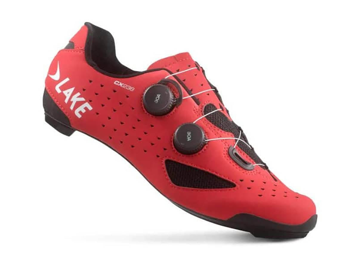 Lake CX238 Wide fit Fietsschoen Race Red/ White Clarino