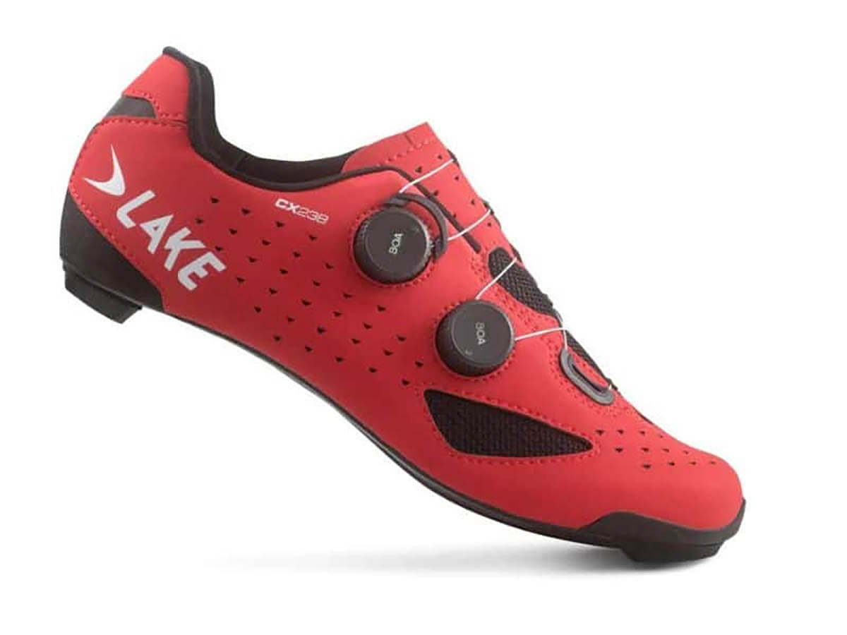 Lake CX238 Wide fit Fietsschoen Race Red/ White Clarino