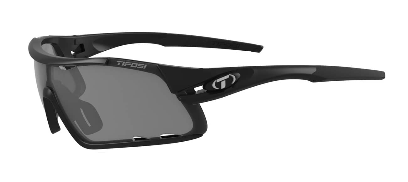 Tifosi davos fietsbril mat zwart smoke/ red / clear interchangeable lenses
