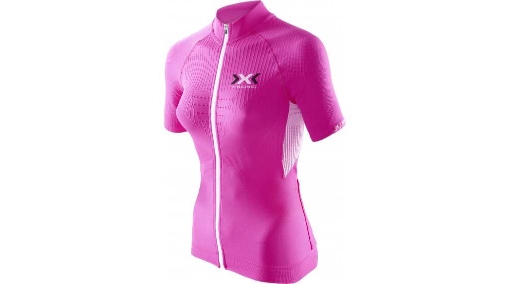 X-Bionic the trick biking dames fietsshirt met korte mouwen roze wit