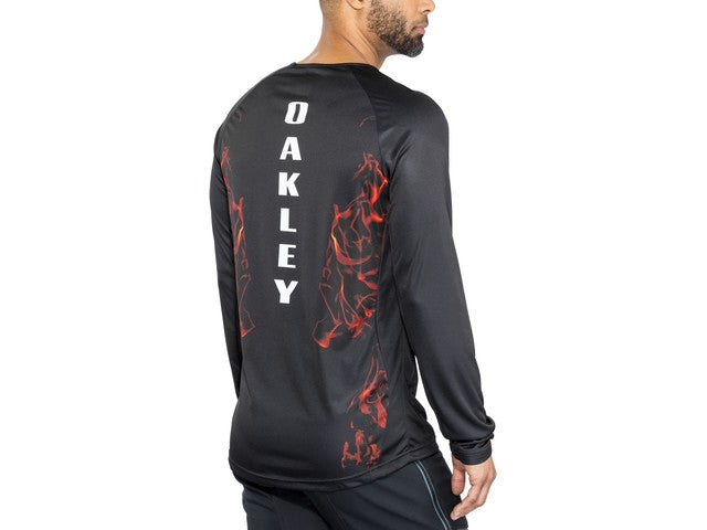 Oakley mtb tech tee fietsshirt met lange mouwen zwart rood