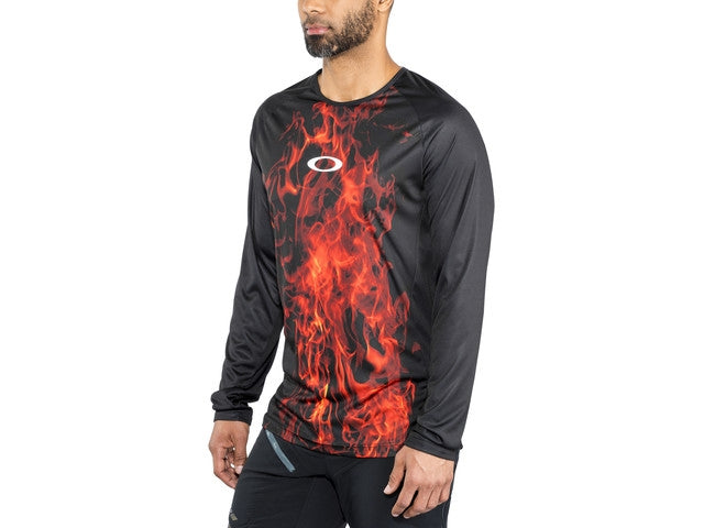 Oakley mtb tech tee fietsshirt met lange mouwen zwart rood