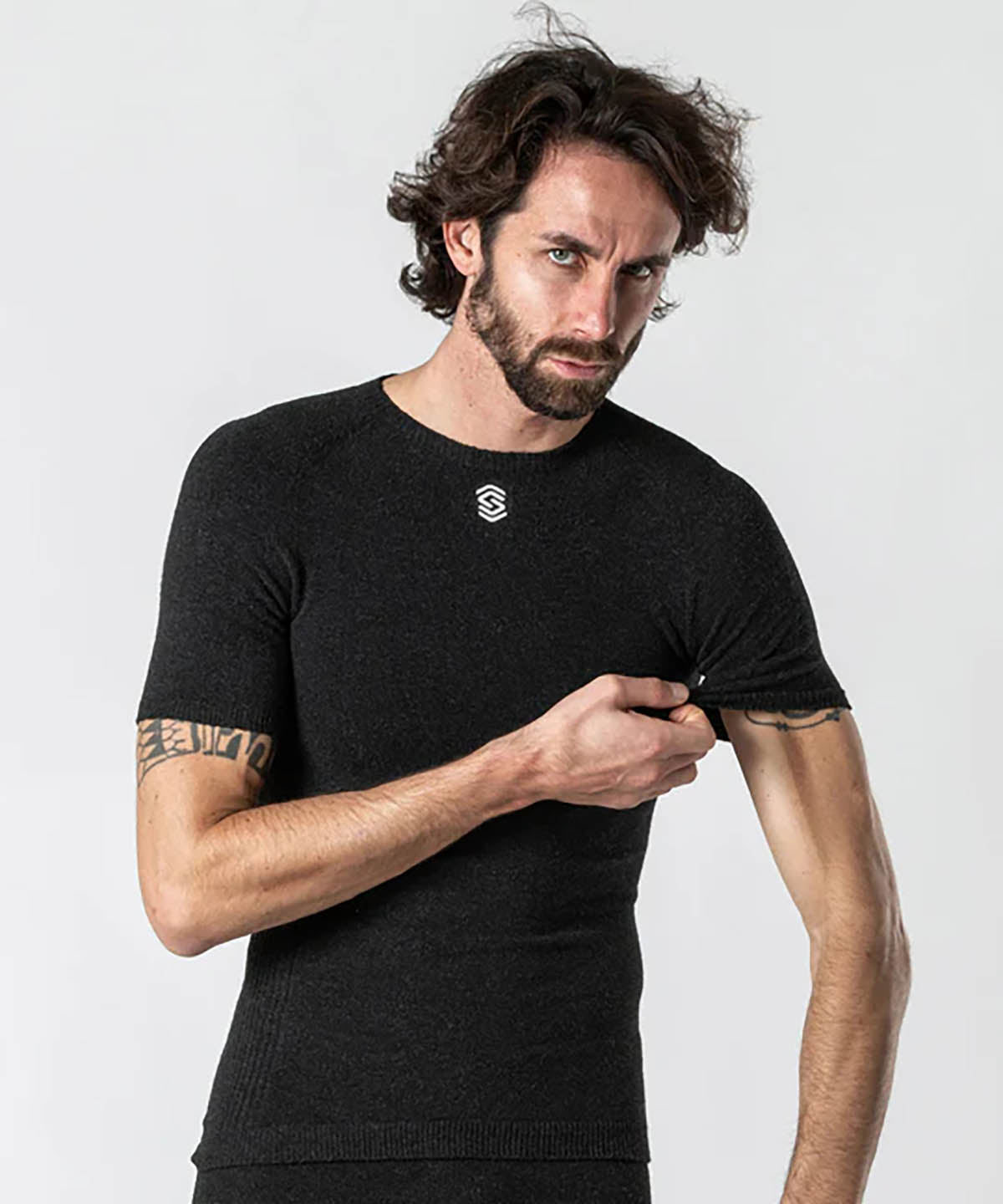 Silverskin Short Sleeve Round Neck Base Layer Anthracite