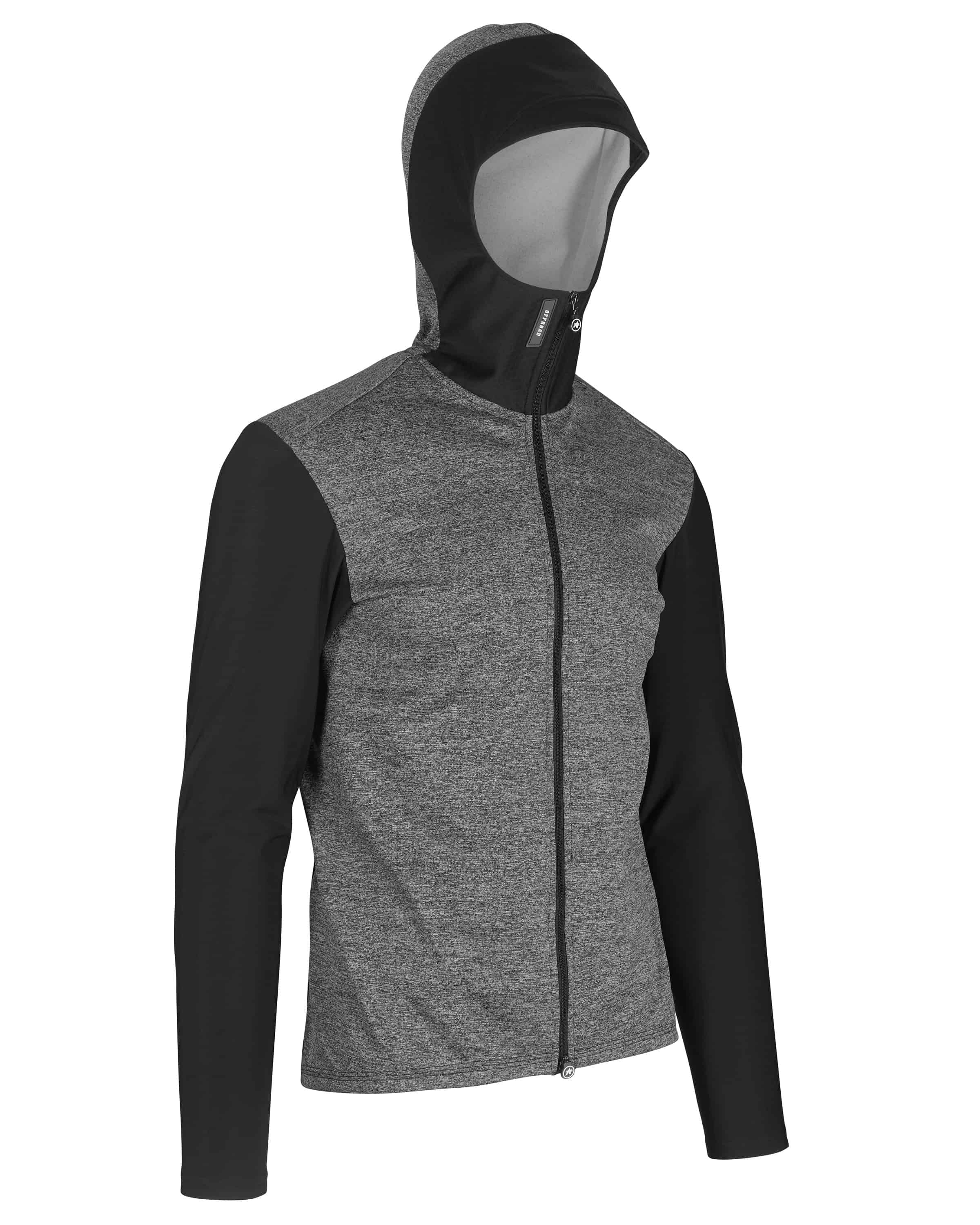 Assos trail spring/fall hooded fietsjack blackseries zwart grijs