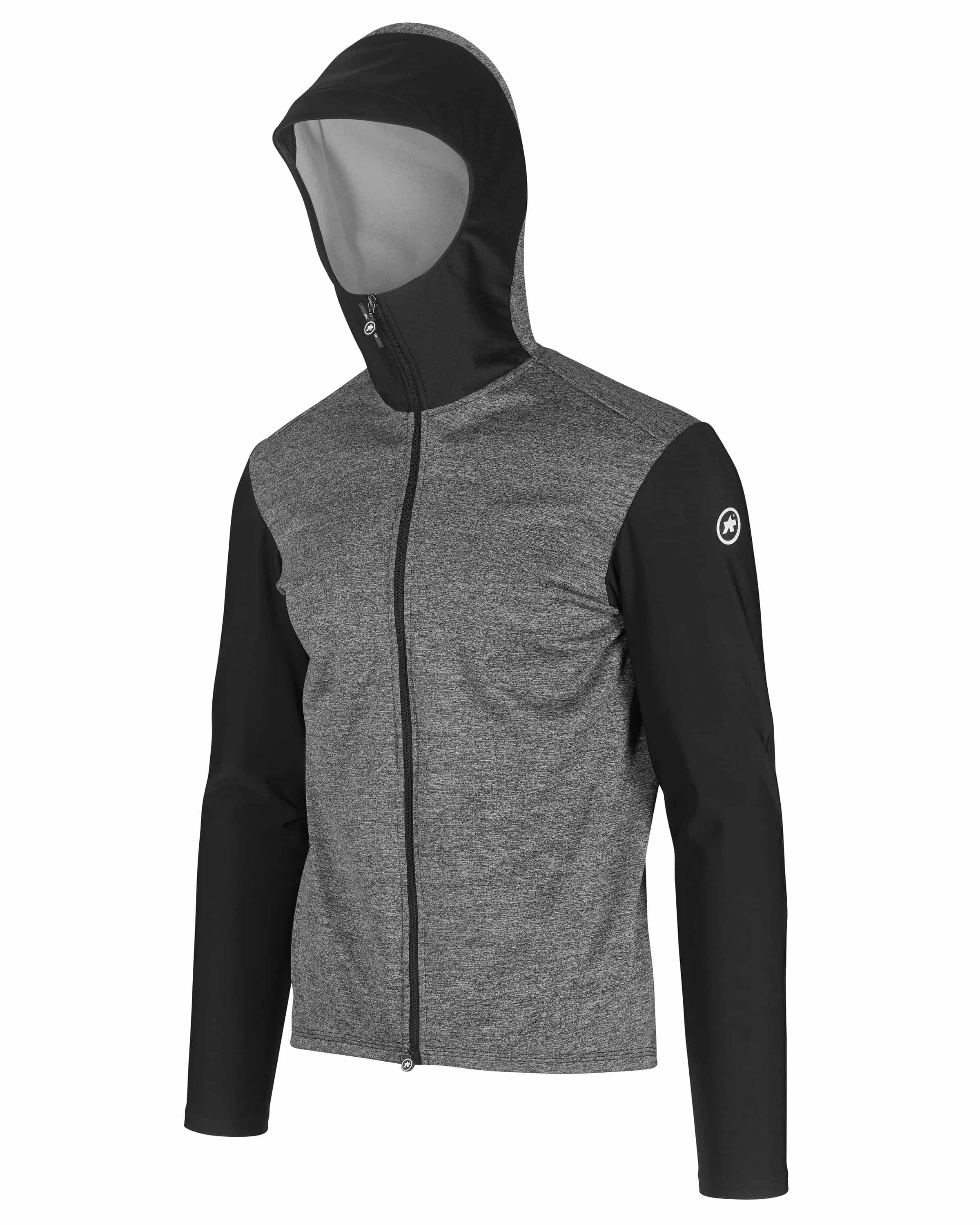 Assos trail spring/fall hooded fietsjack blackseries zwart grijs