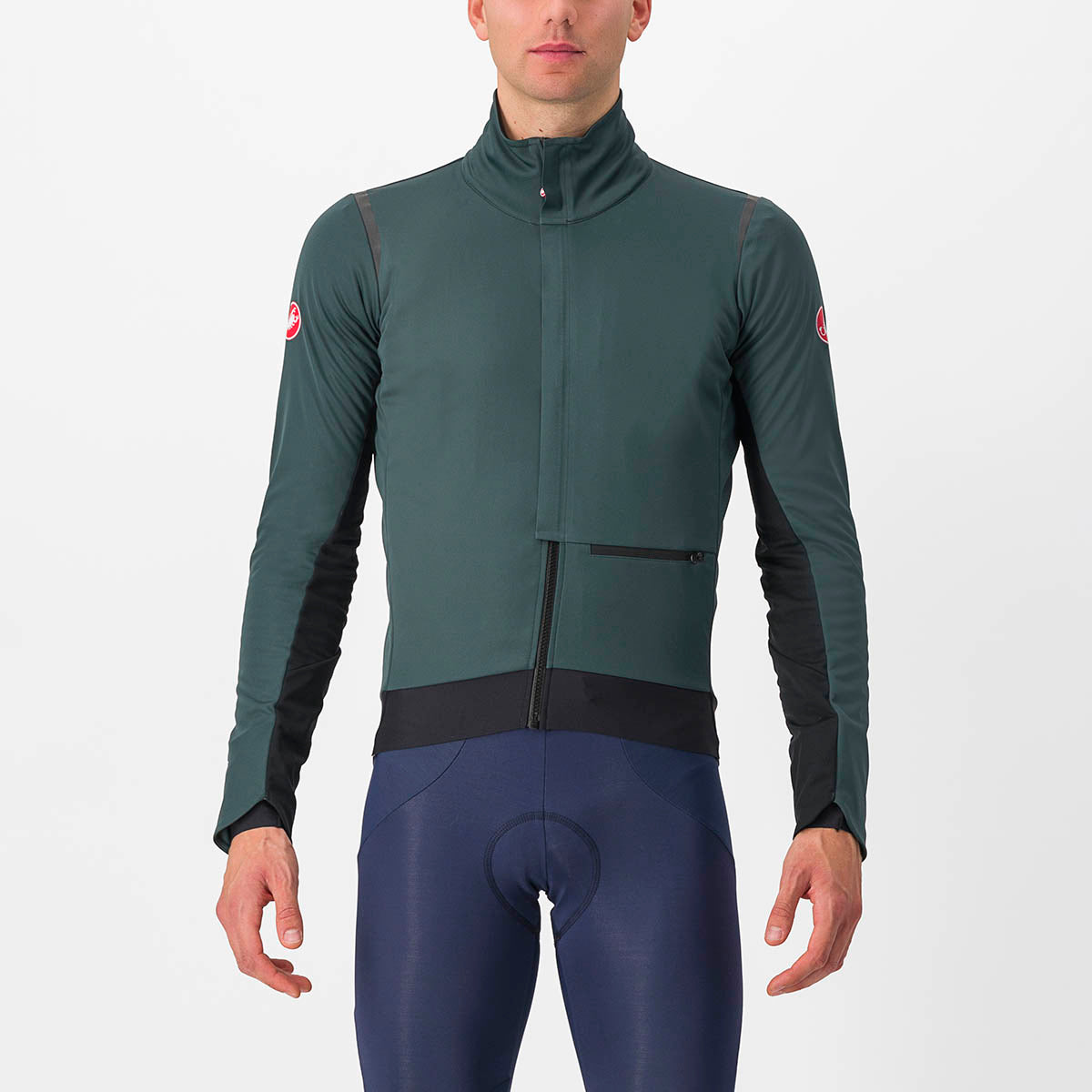 Castelli Alpha Doppio Ros Jacket - Rover Green/Black Reflex-Silver