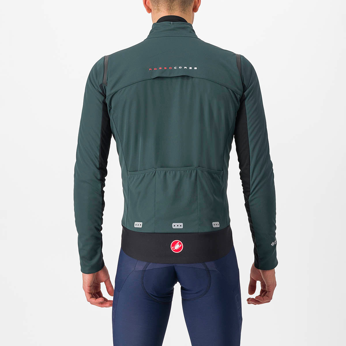 Castelli Alpha Doppio Ros Jacket - Rover Green/Black Reflex-Silver