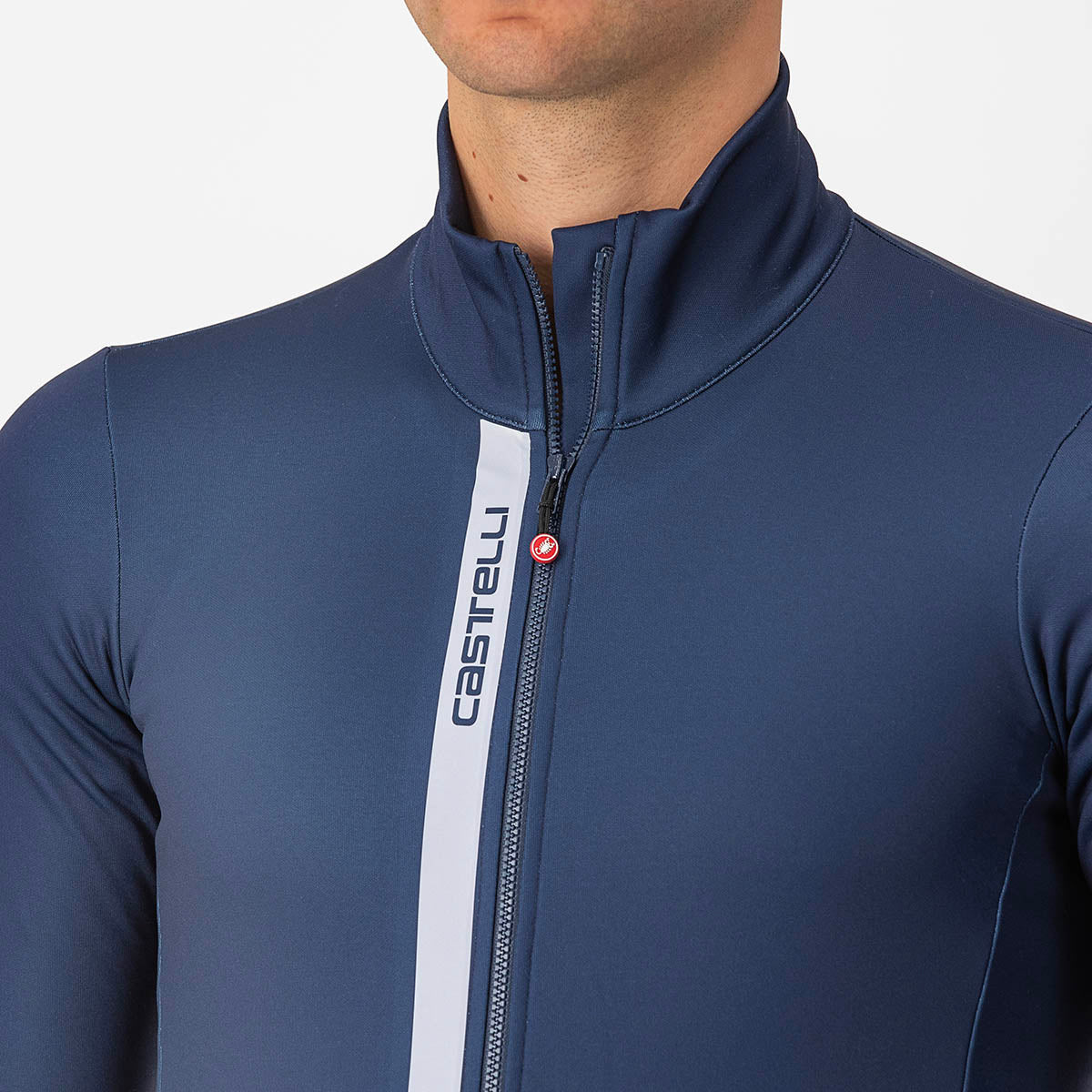 Castelli Entrata Thermal Jersey - Belgian Blue/Silver Gray