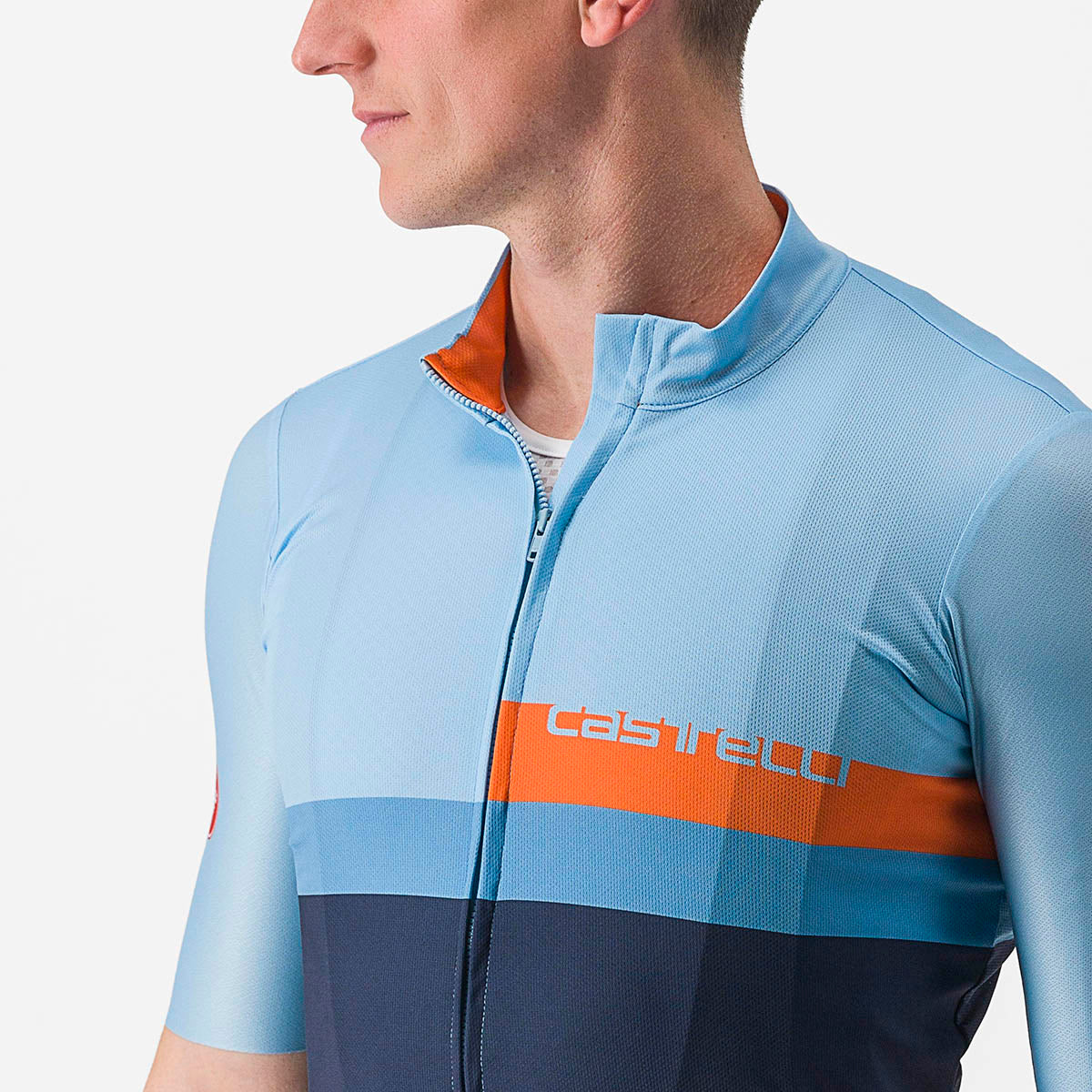 Castelli A Blocco Jersey - Baby Blue/Scarlet Lava-Niagara