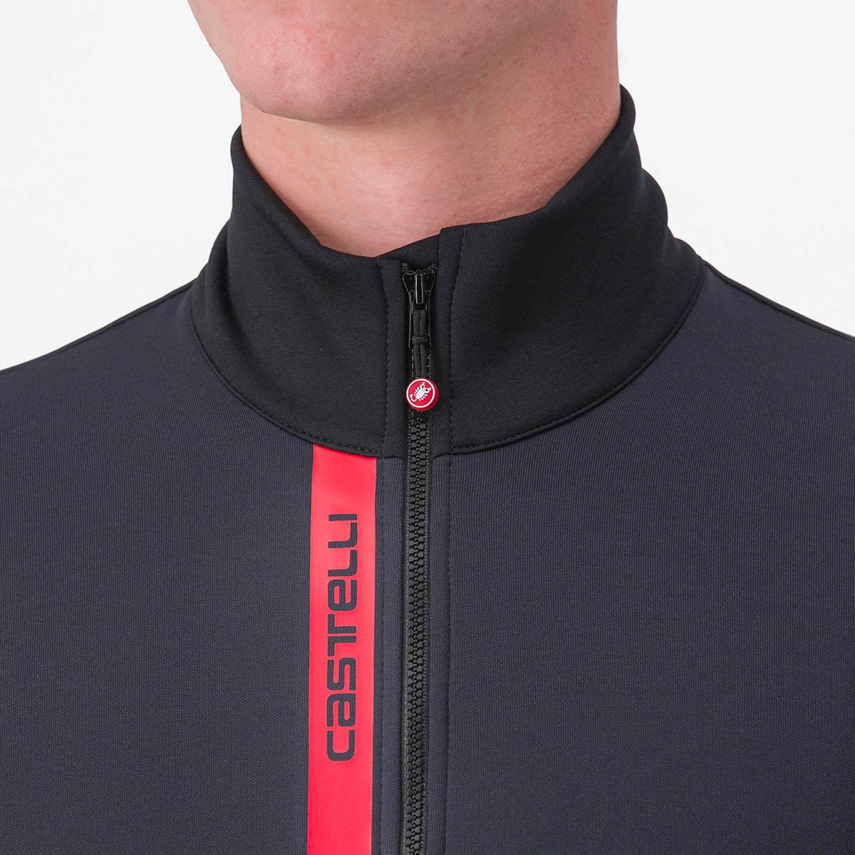 Castelli Entrata Thermal Jersey - Light Black/Red