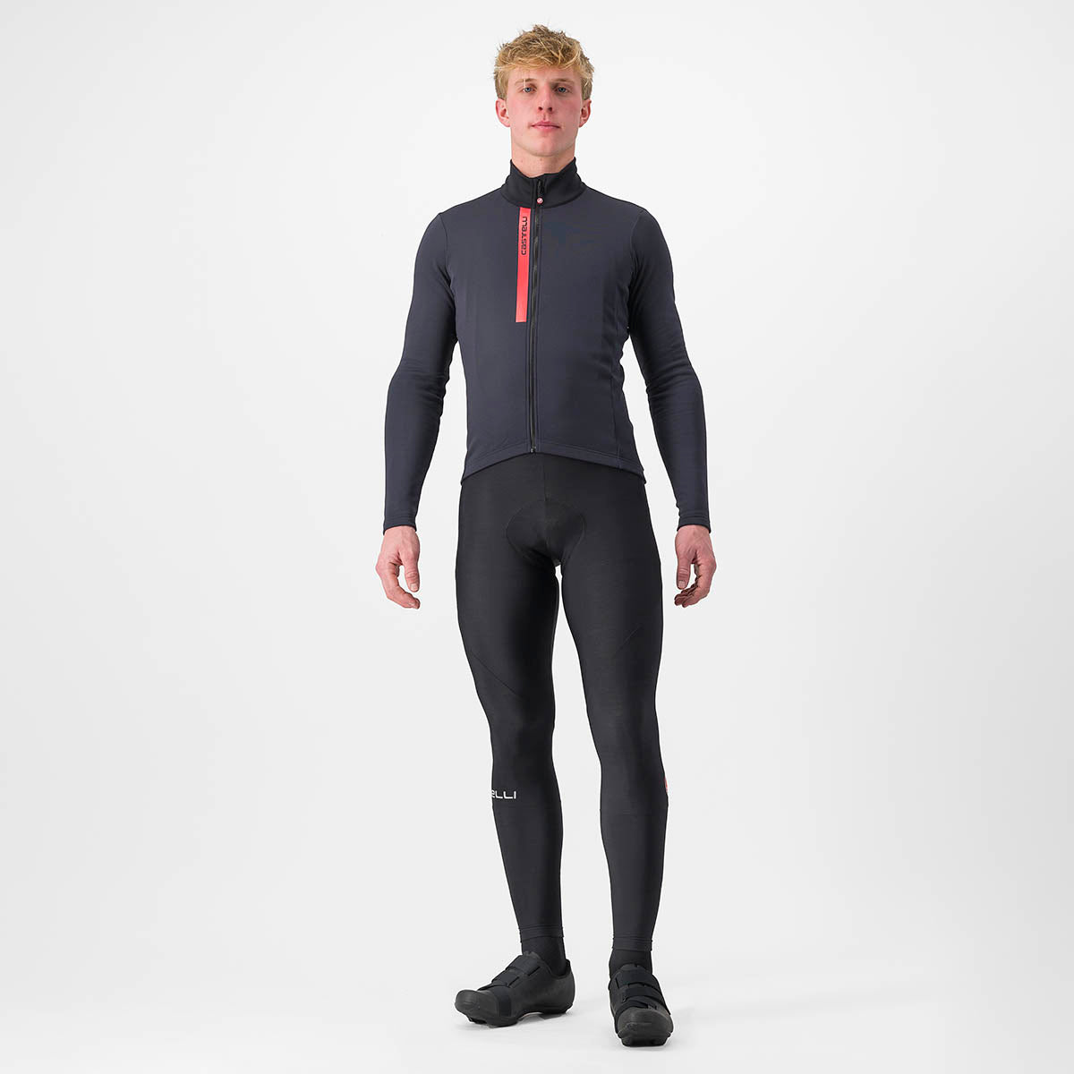 Castelli Entrata Thermal Jersey - Light Black/Red