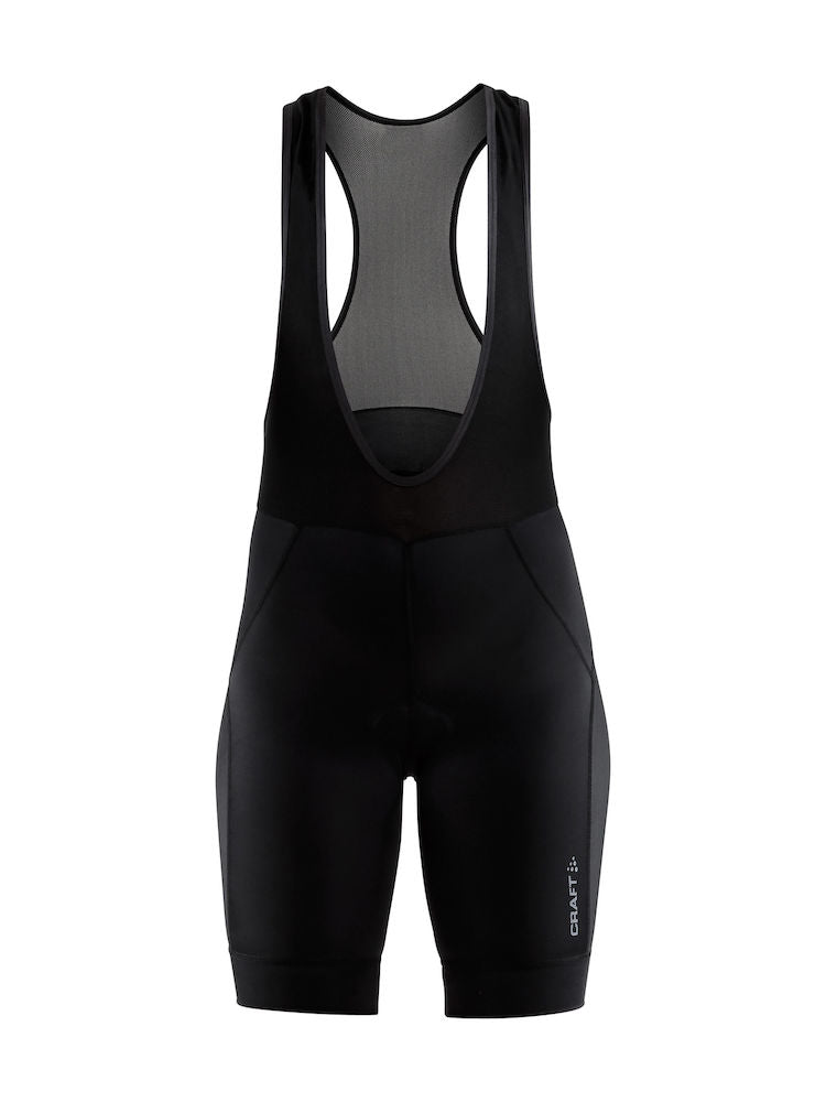 Craft rise dames korte fietsbroek met bretels zwart