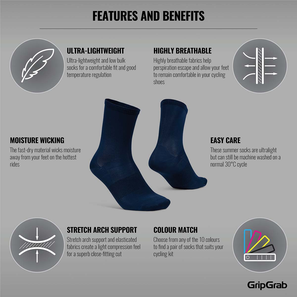 GripGrab Lightweight SL Airflow Sokken Navy Blue