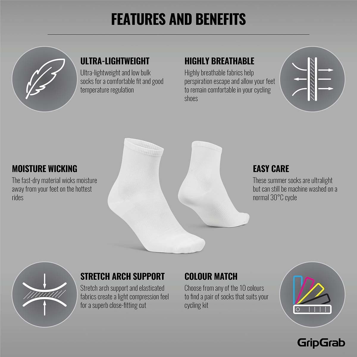 GripGrab Lightweight SL Short Airflow Sokken Wit