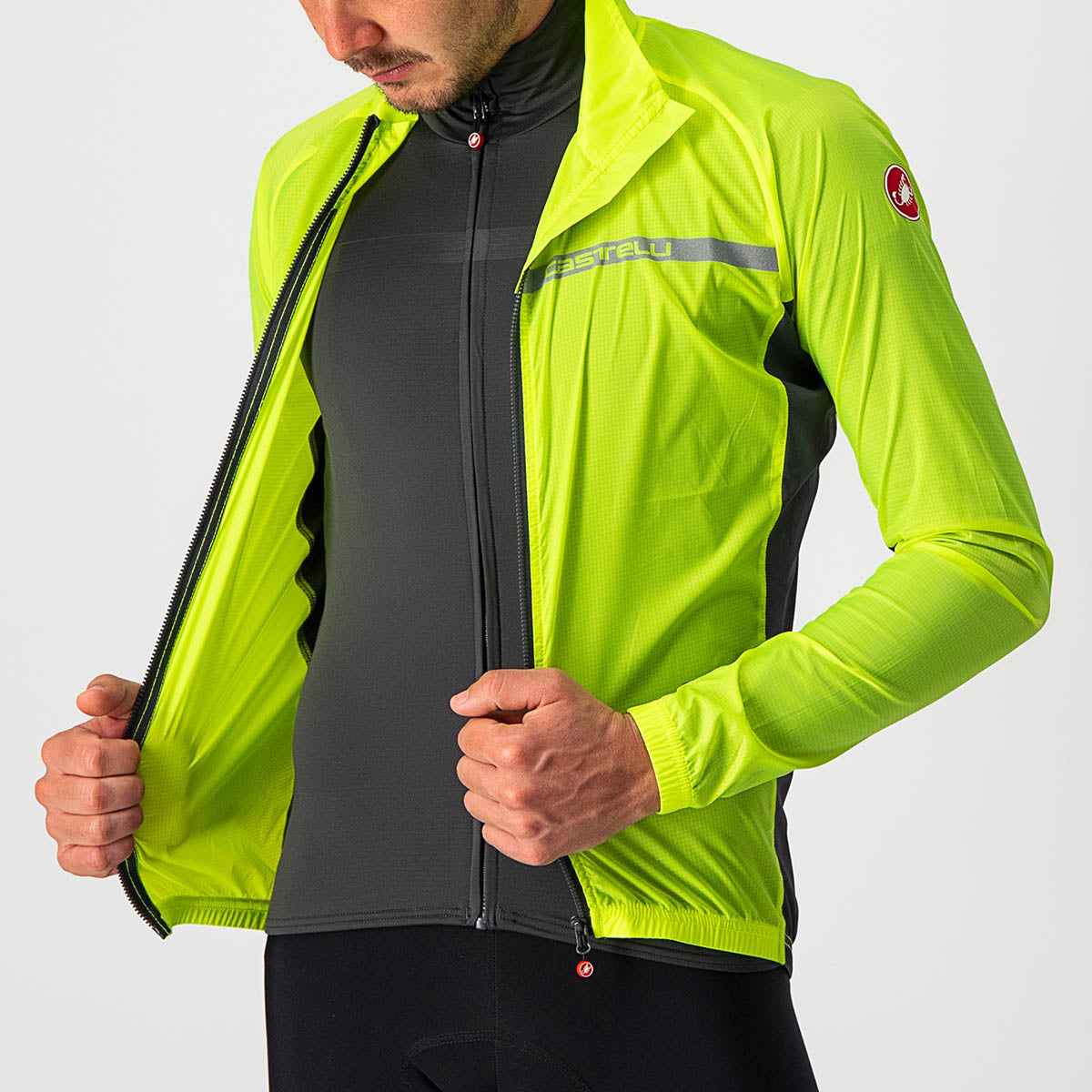 Castelli Squadra Stretch Jacket - Yellow Fluo/Dark Gray