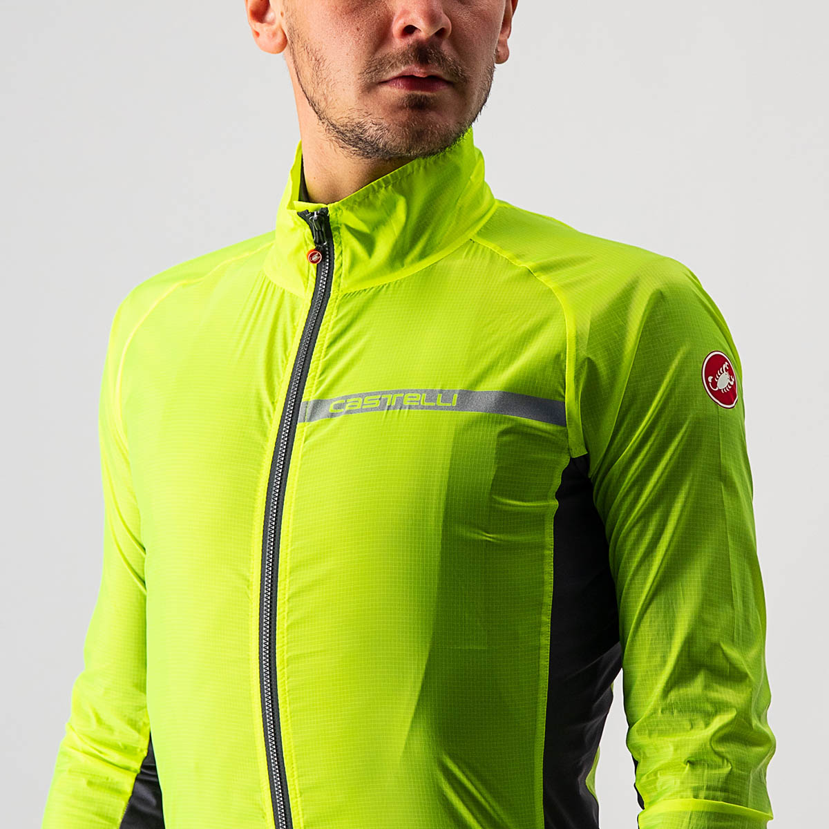 Castelli Squadra Stretch Jacket - Yellow Fluo/Dark Gray