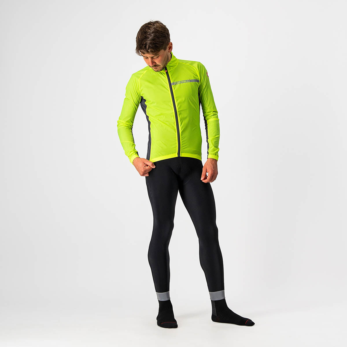 Castelli Squadra Stretch Jacket - Yellow Fluo/Dark Gray