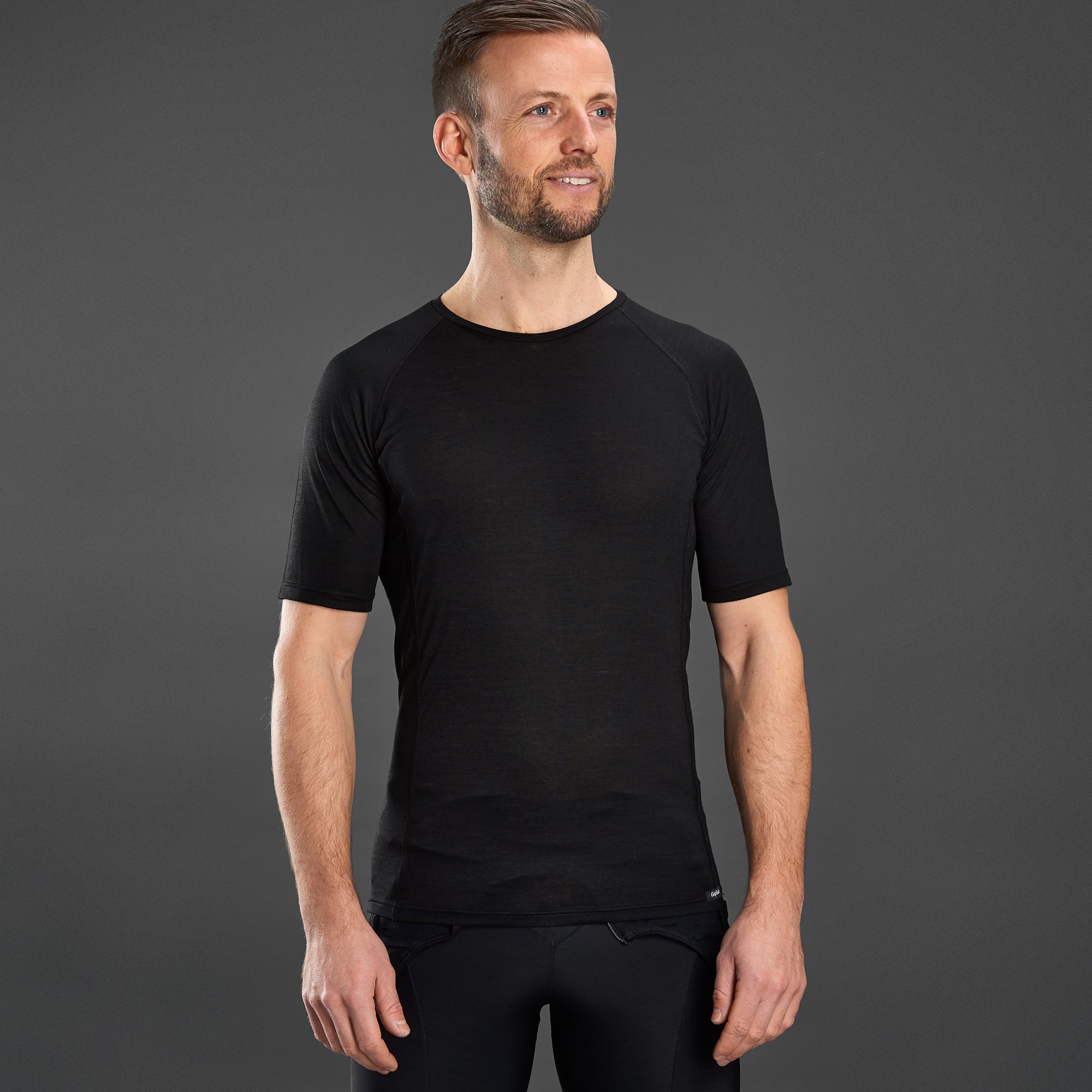 GripGrab merino polyfibre ondershirt met korte mouwen zwart