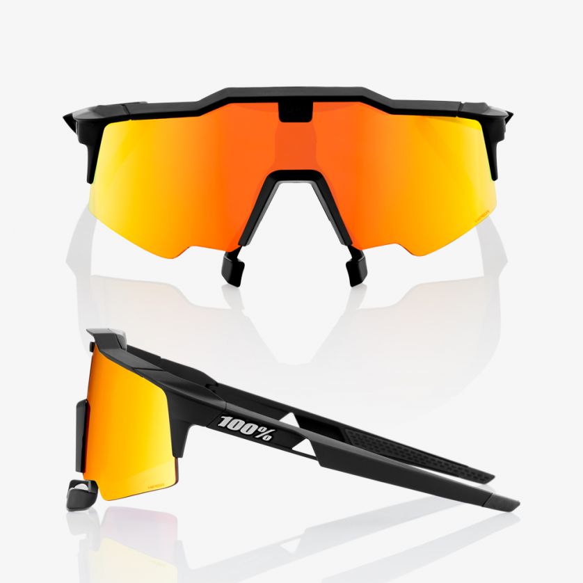 100% speedcraft air fietsbril zwart - hiper red mirror lens