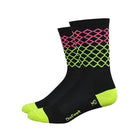 Defeet aireator high top fietssokken diamonds zwart geel roze