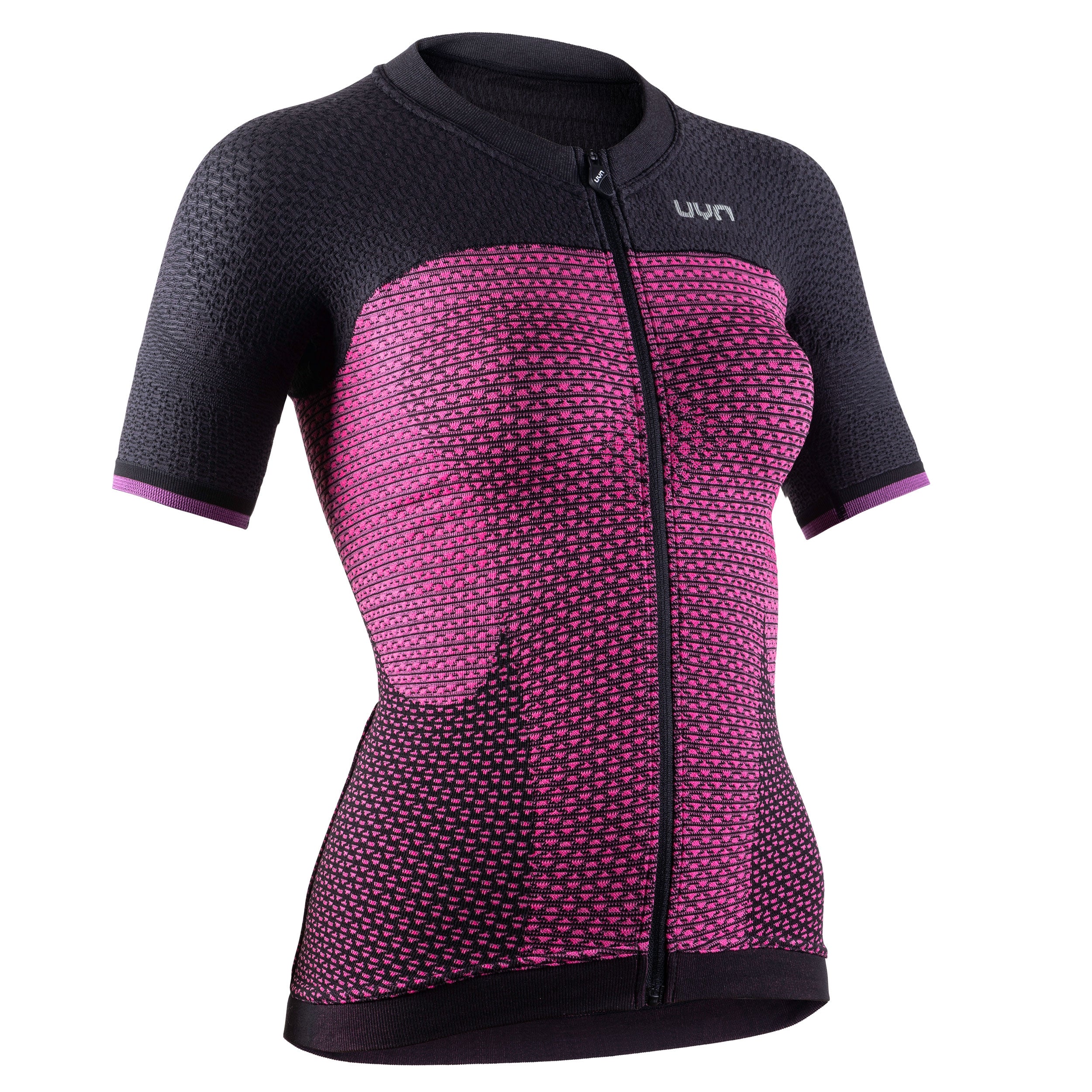 Uyn alpha dames fietsshirt met korte mouwen slush roze charcoal zwart