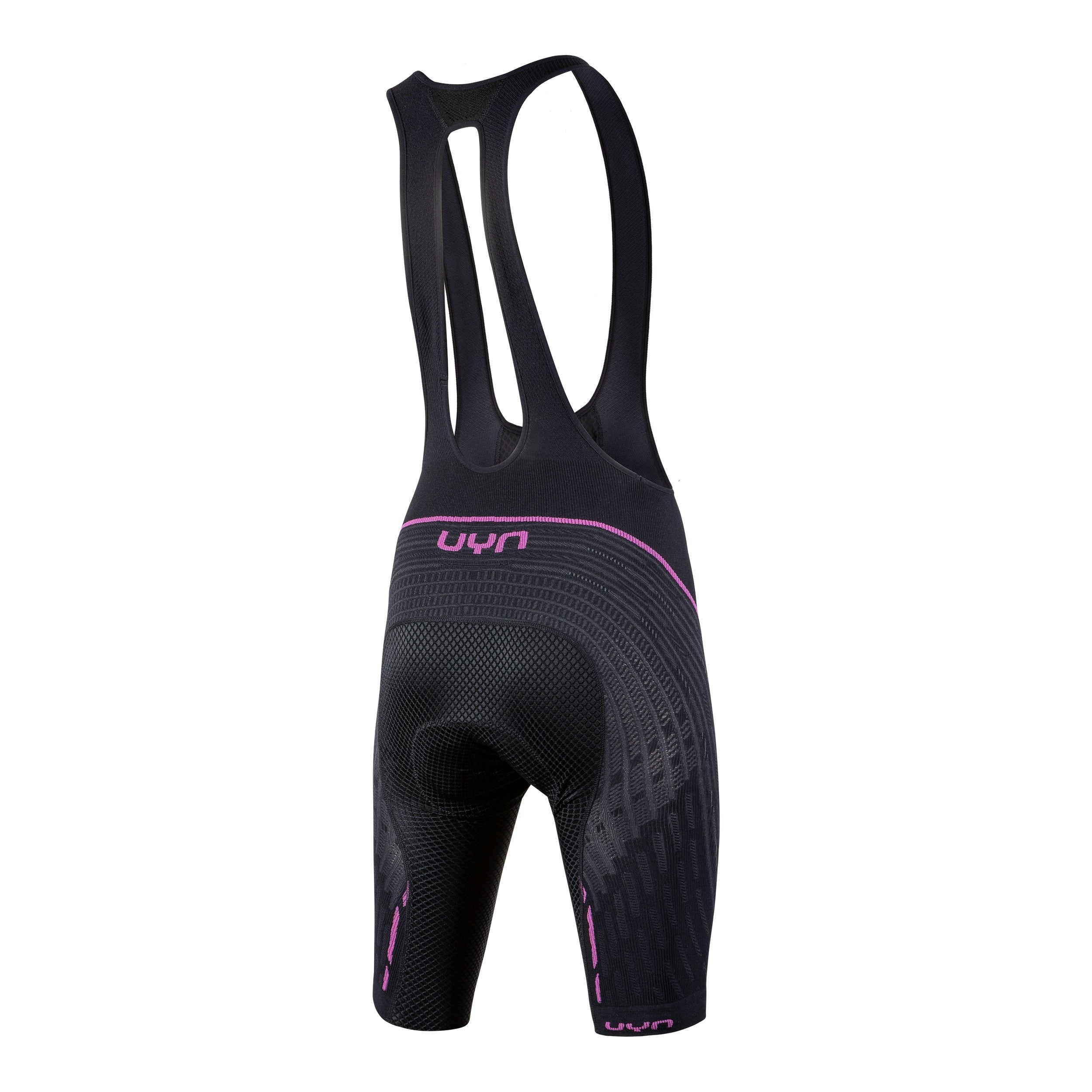 Uyn alpha dames korte fietsbroek met bretels blackboard zwart roze