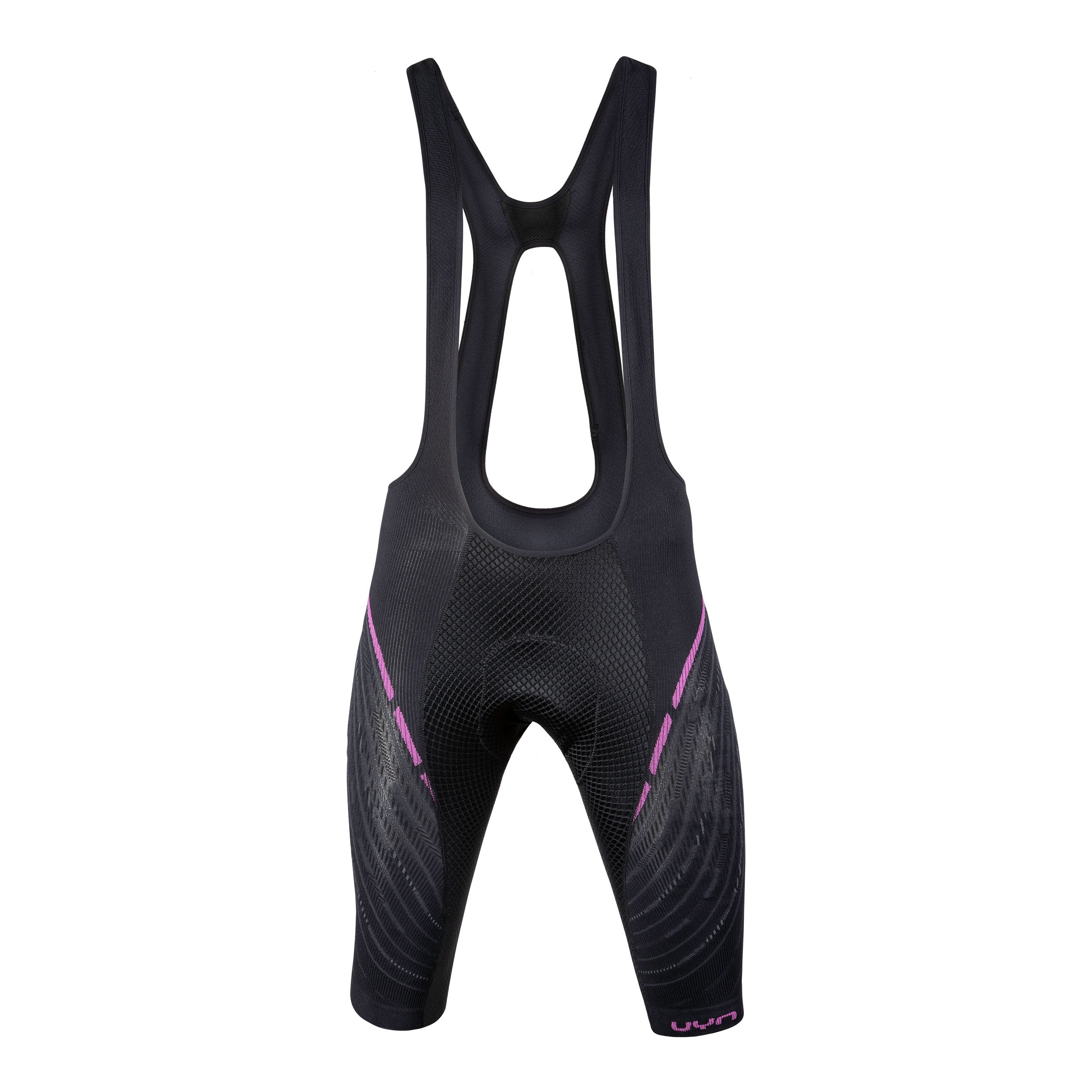 Uyn alpha dames korte fietsbroek met bretels blackboard zwart roze