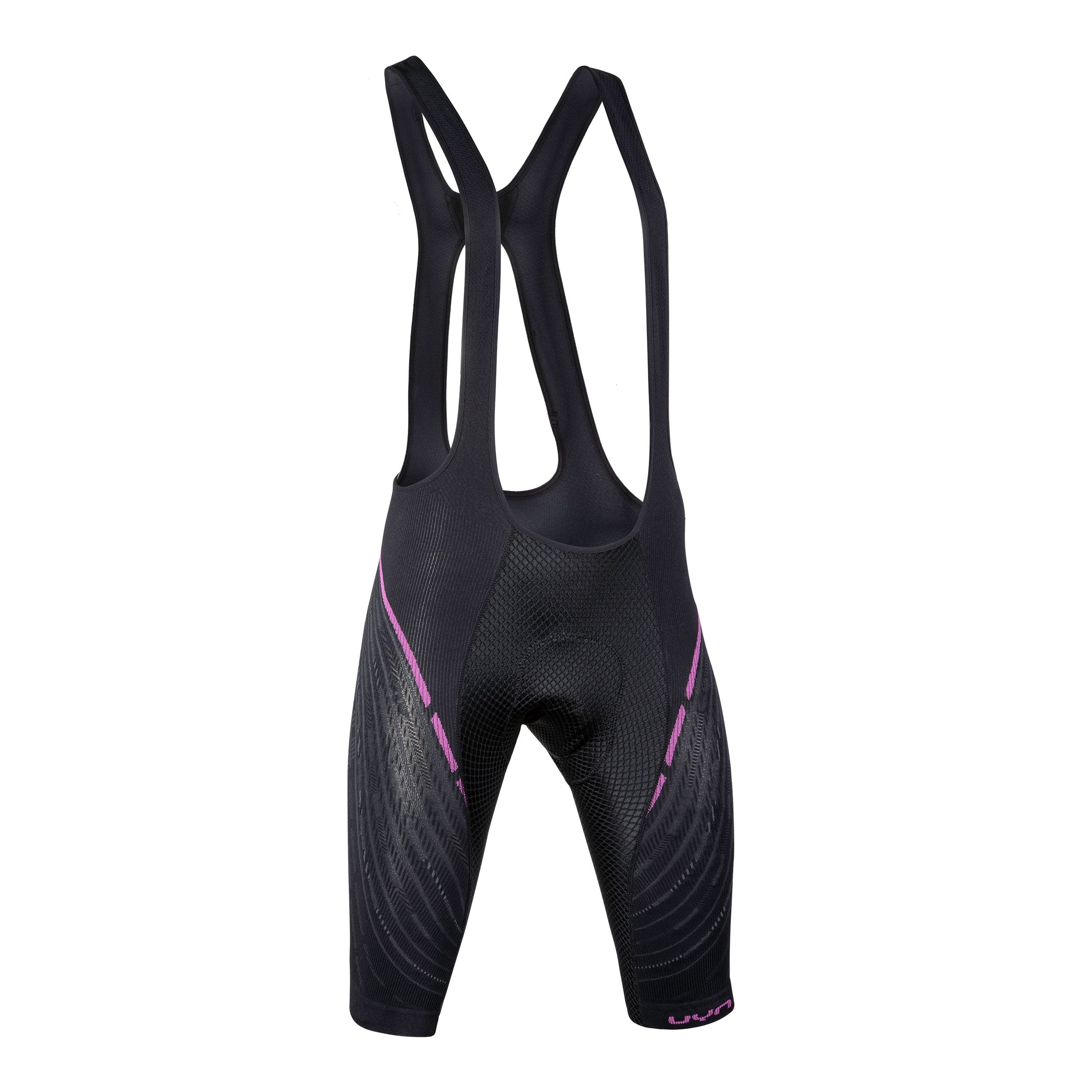 Uyn alpha dames korte fietsbroek met bretels blackboard zwart roze
