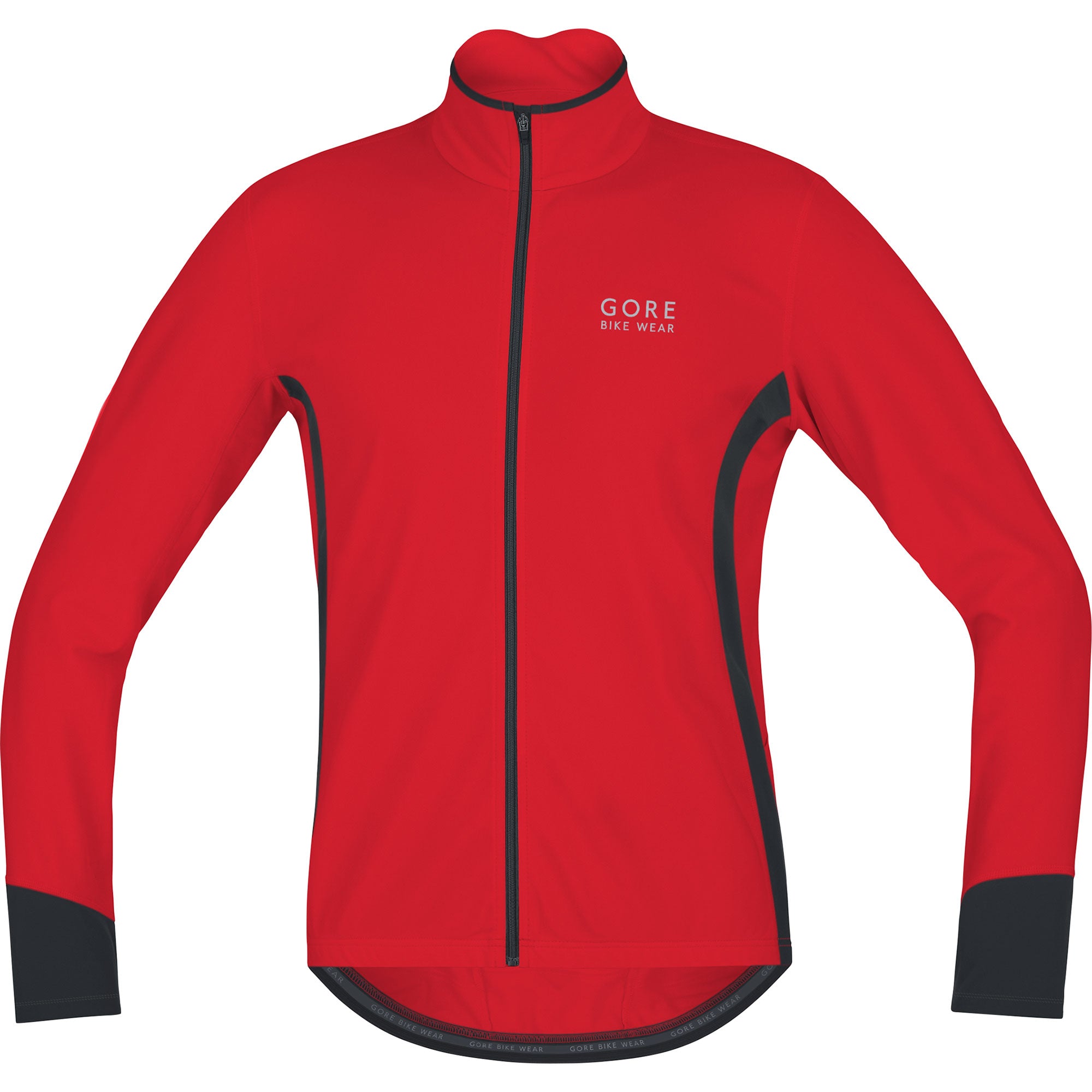 Gore bike wear power thermo fietsshirt lange mouwen rood zwart
