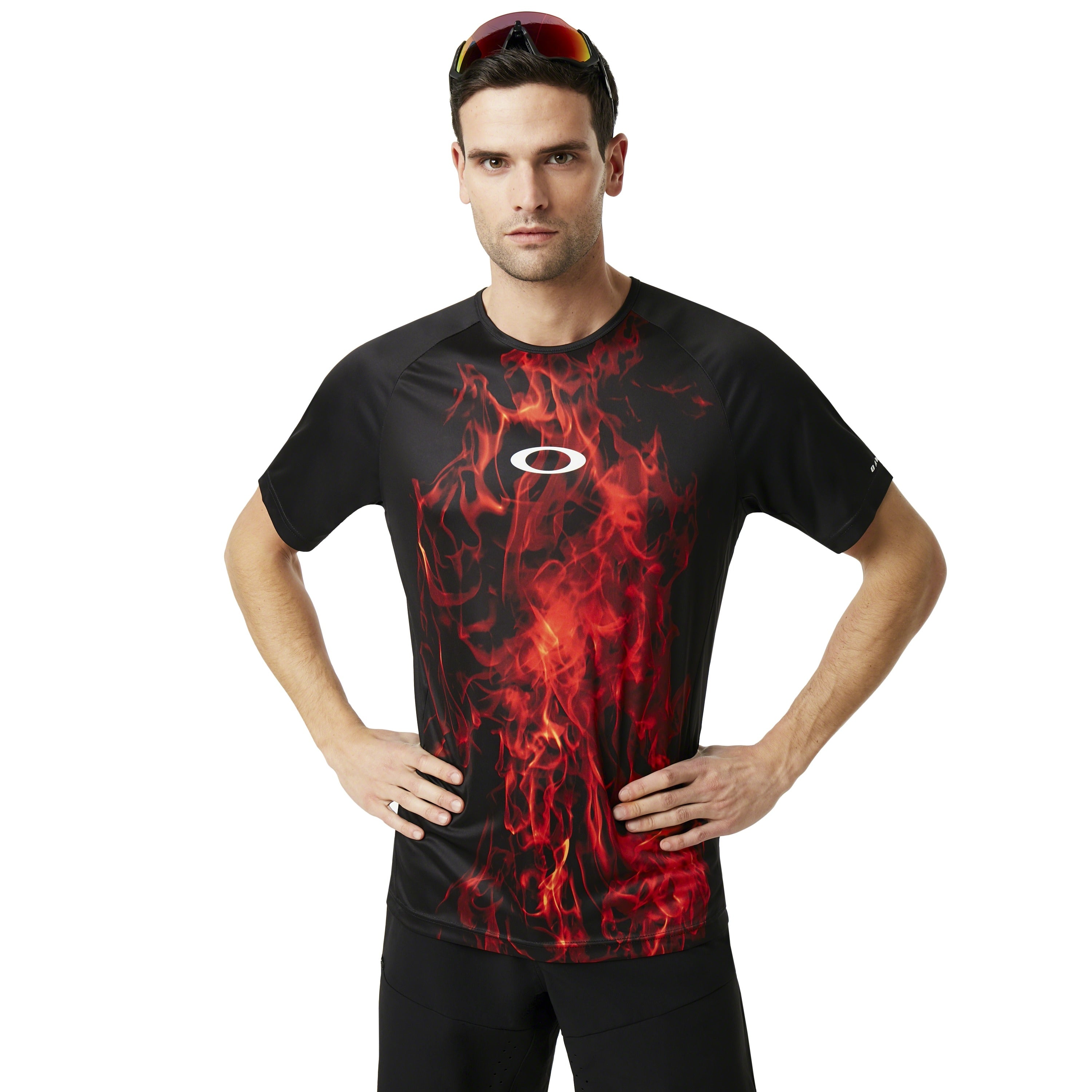 Oakley mtb tech tee fietsshirt met korte mouwen zwart rood
